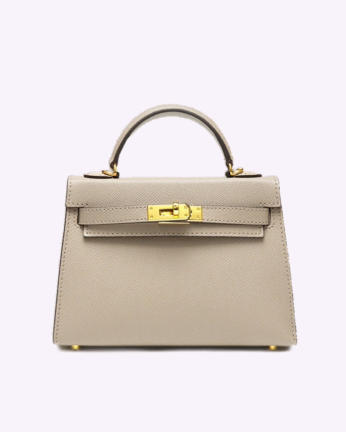 Karina | Petite Top-Handle Leather Handbag-Handbags-Urban Devyne-Beige-Urban Devyne