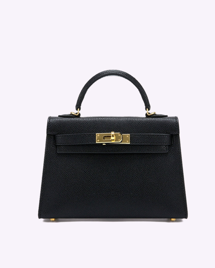 Karina | Petite Top-Handle Leather Handbag-Handbags-Urban Devyne-Black-Urban Devyne