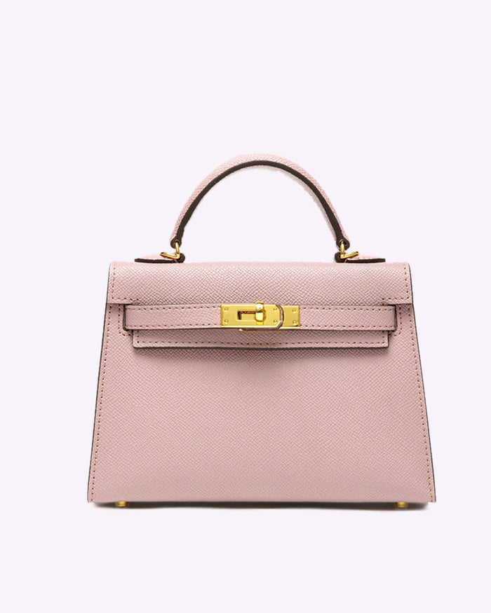 Karina | Petite Top-Handle Leather Handbag-Handbags-Urban Devyne-Salmon Pink-Urban Devyne