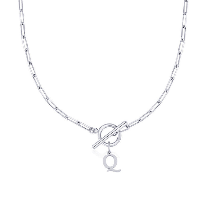 Emily Letter Initial Circle Lock Clasp Necklace