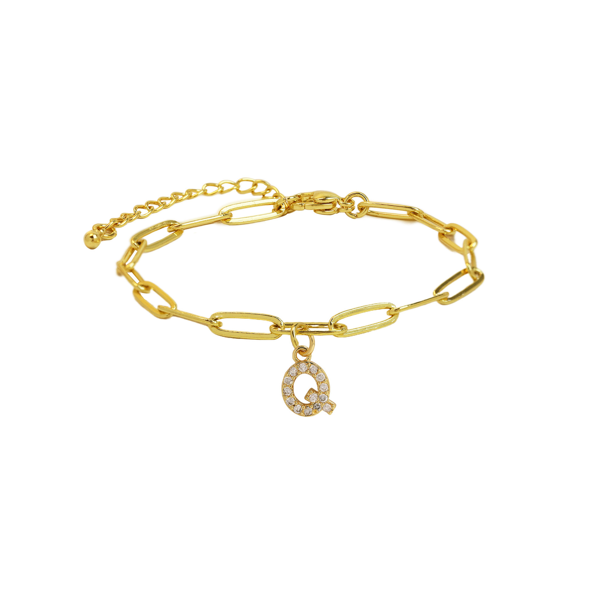 Natasha Paperclip Letter Initial Bracelet