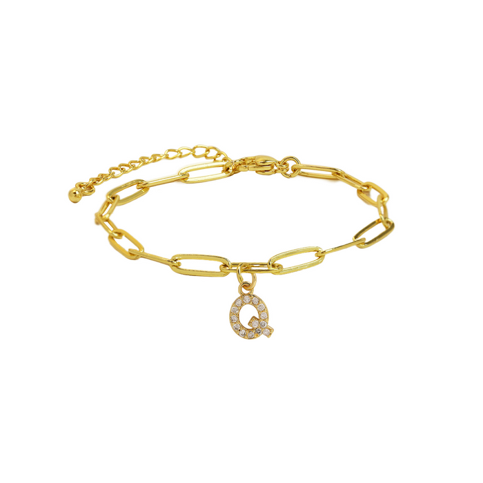 Natasha Paperclip Letter Initial Bracelet