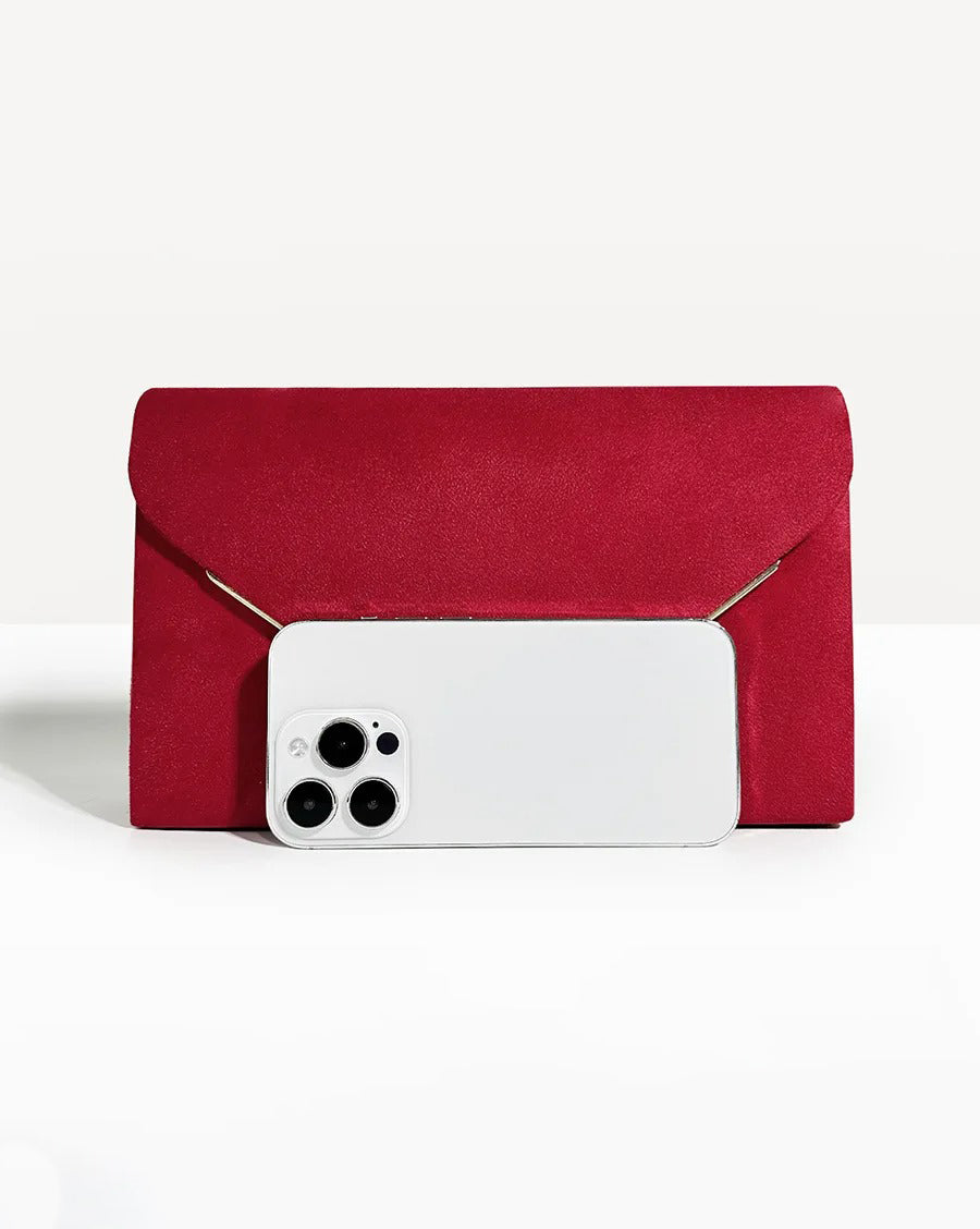 Winnie Suede Velvet Envelope Clutch