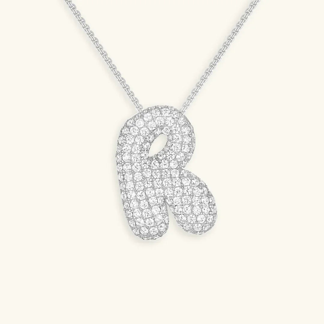 Initial Diamond Necklace with Bubble Design
