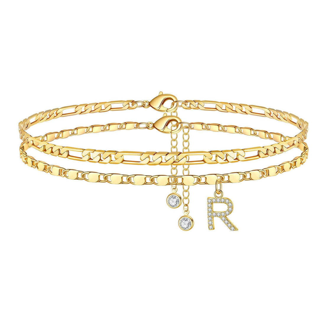 Molly Letter Initial 14k Diamond Anklet