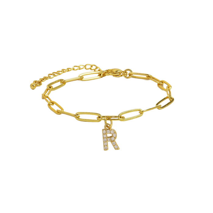 Natasha Paperclip Letter Initial Bracelet