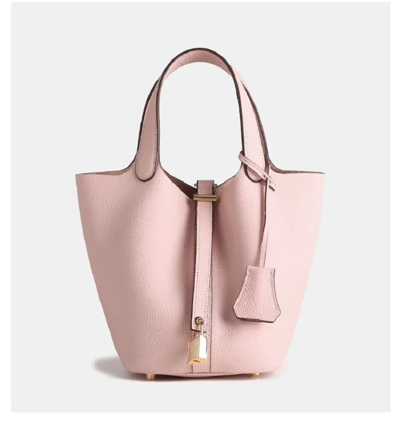 Celia | Leather Bucket Bag-Handbag-Urban Devyne-Pink-Urban Devyne