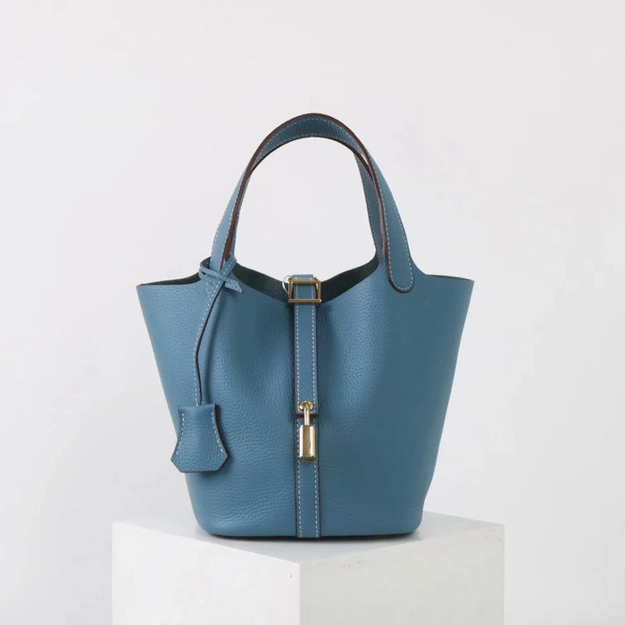 Celia | Leather Bucket Bag-Handbag-Urban Devyne-Blue-Urban Devyne