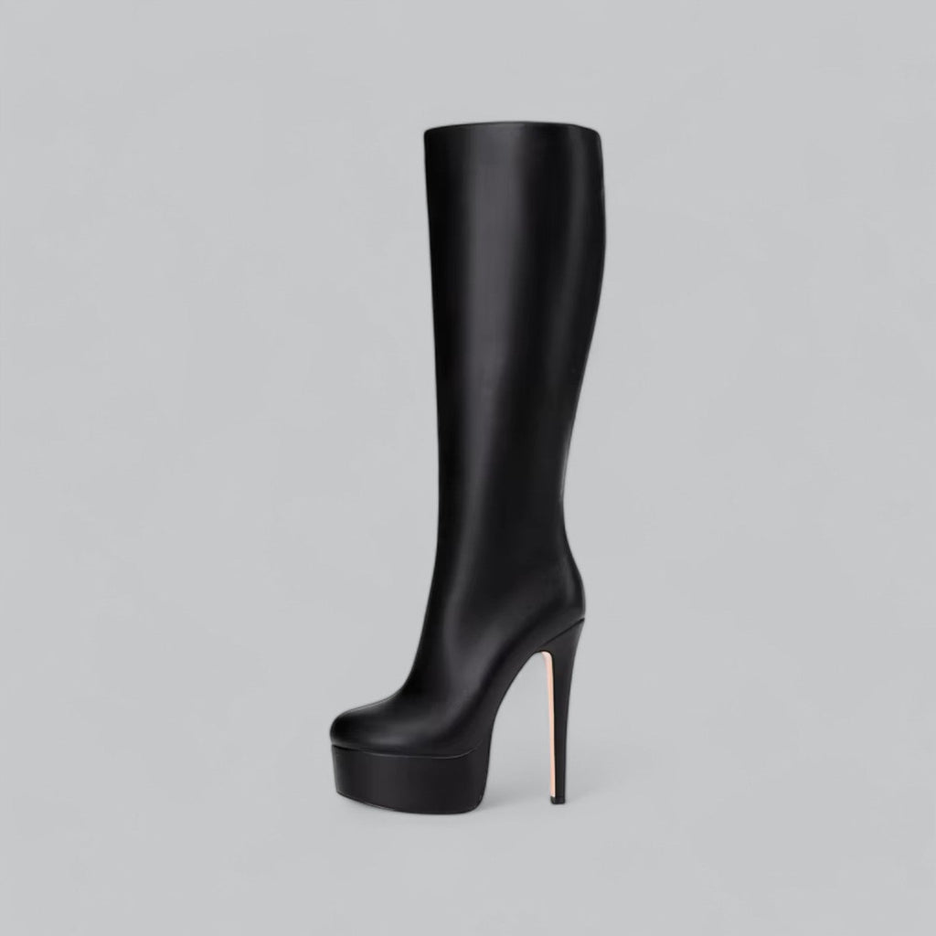 Vera | Modern Round Toe Platform Leather Boots