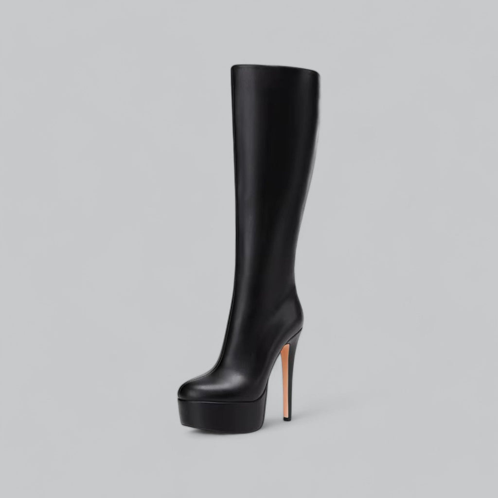 Vera | Modern Round Toe Platform Leather Boots