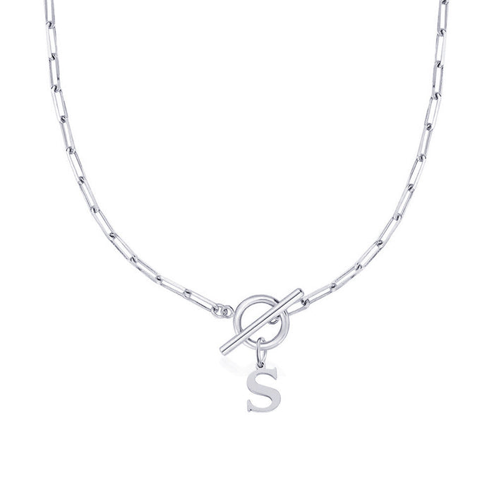 Emily Letter Initial Circle Lock Clasp Necklace