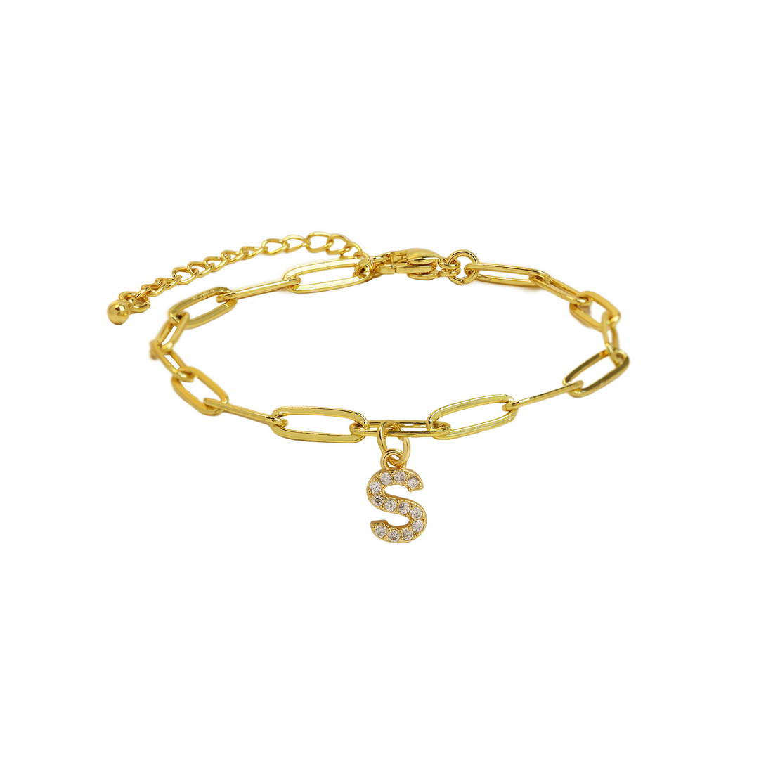 Natasha Paperclip Letter Initial Bracelet