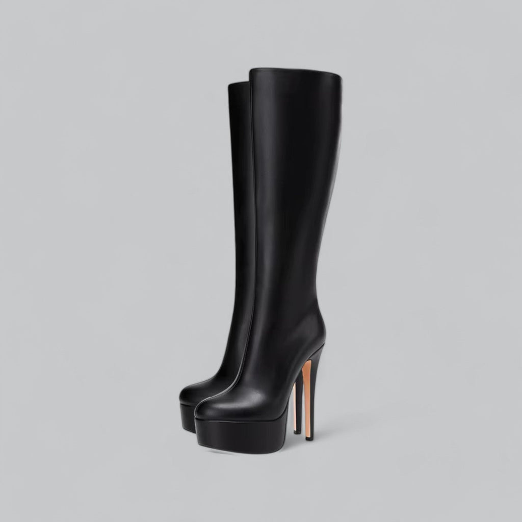 Vera | Modern Round Toe Platform Leather Boots