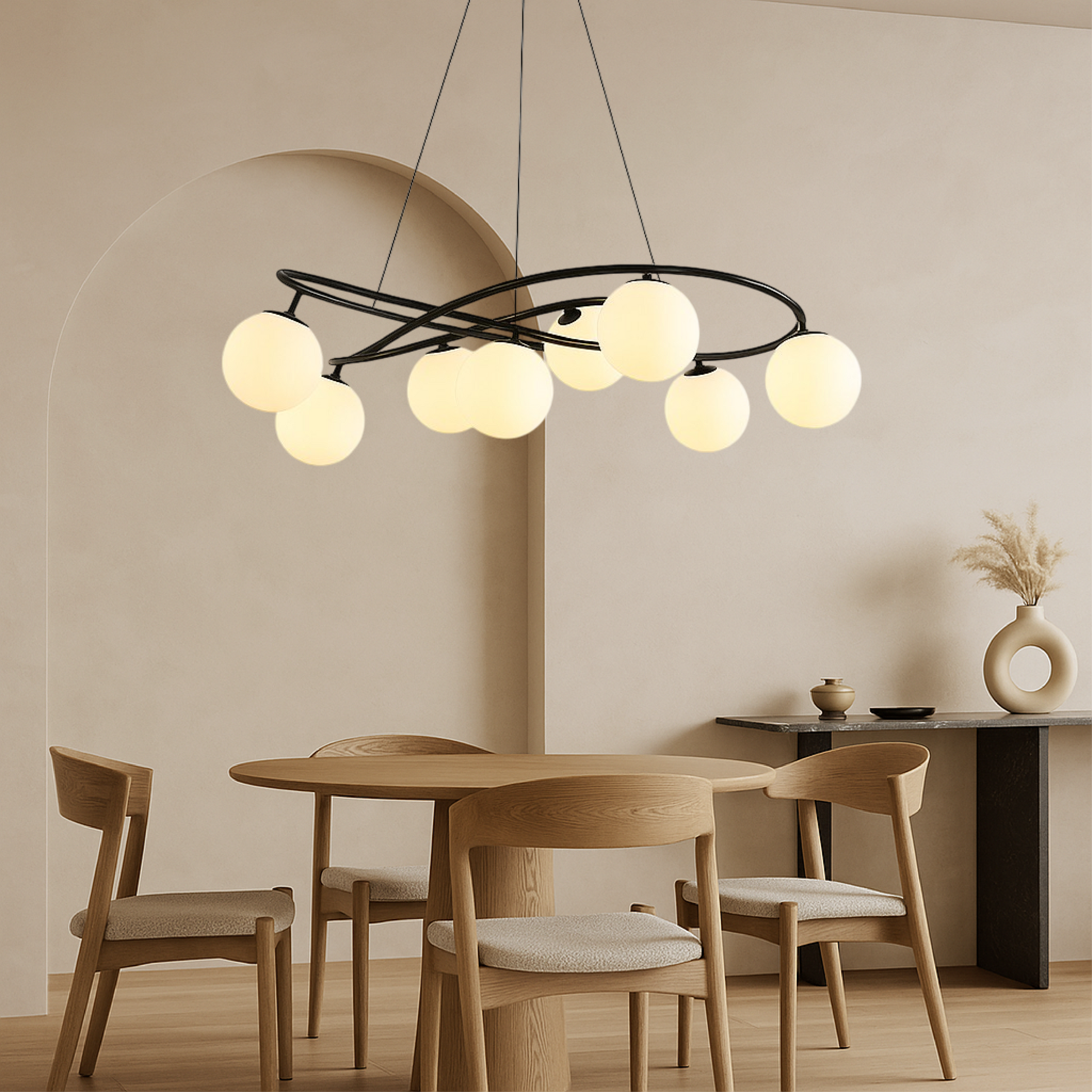 Modern Scandinavian Retro Chandeliers in Black