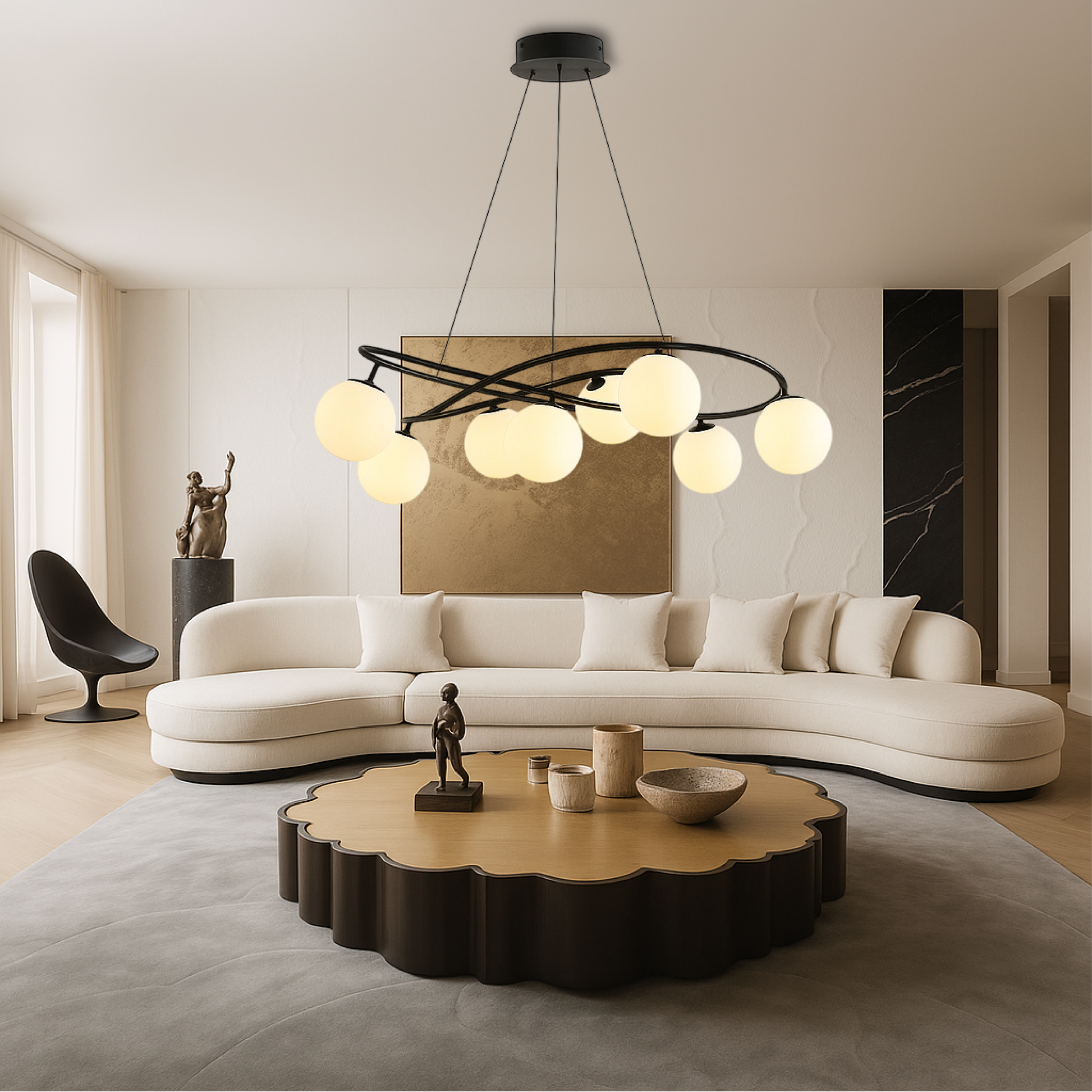 Modern Scandinavian Retro Chandeliers in Black
