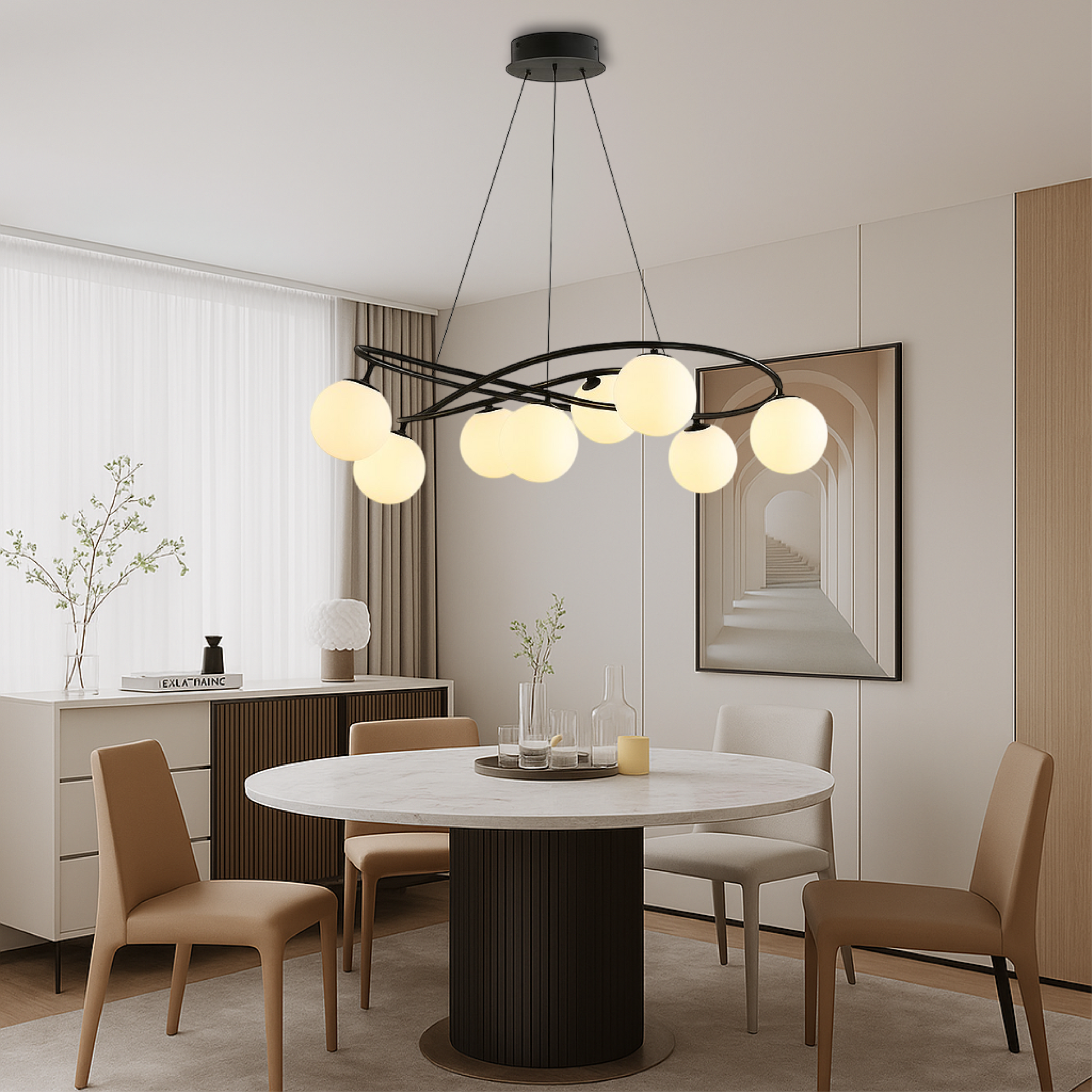 Modern Scandinavian Retro Chandeliers in Black