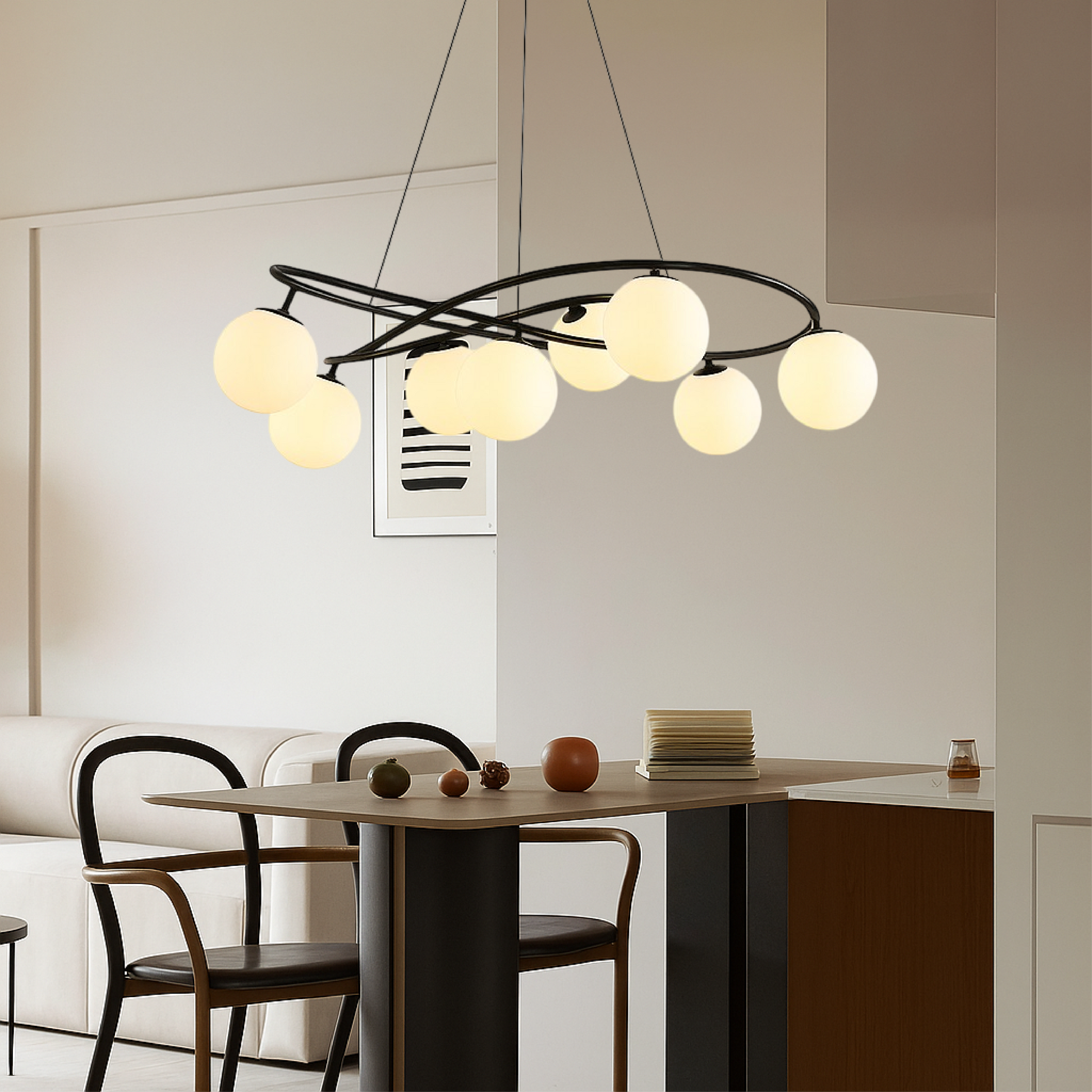 Modern Scandinavian Retro Chandeliers in Black