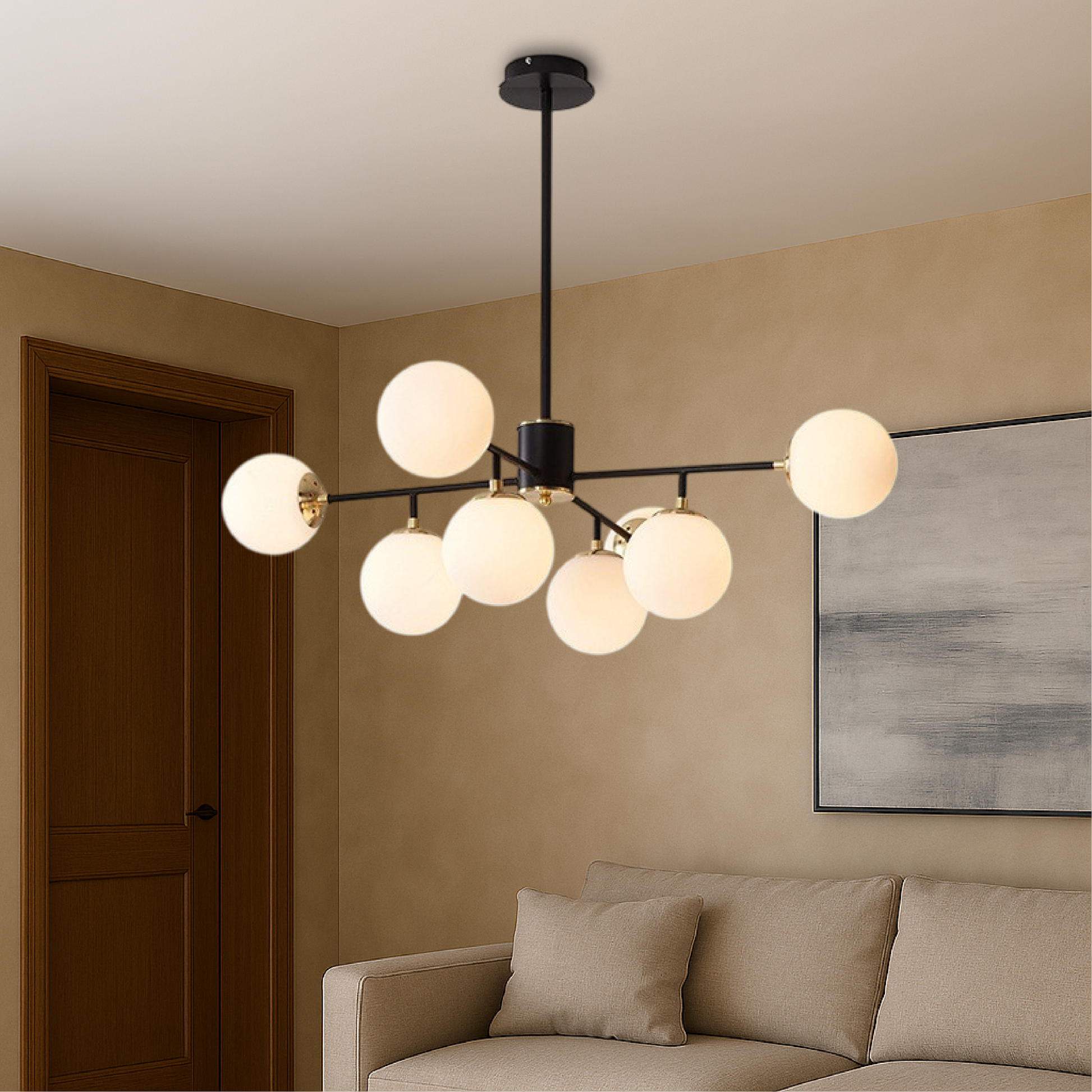 Contemporary Glass Chandelier with Scandinavian-inspired Design