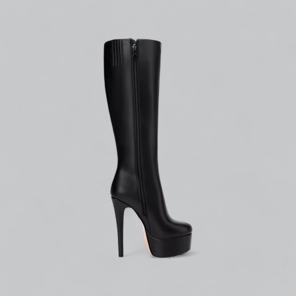Vera | Modern Round Toe Platform Leather Boots