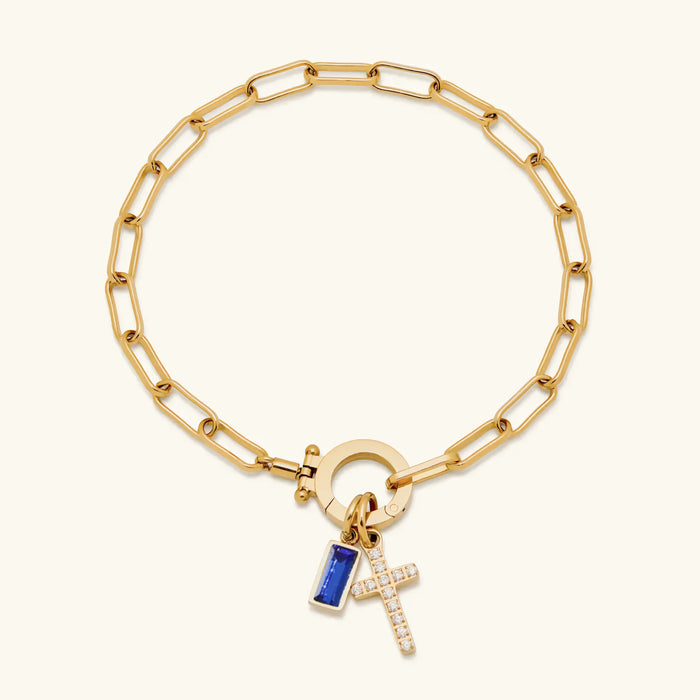 Birthstone Cross Bracelet