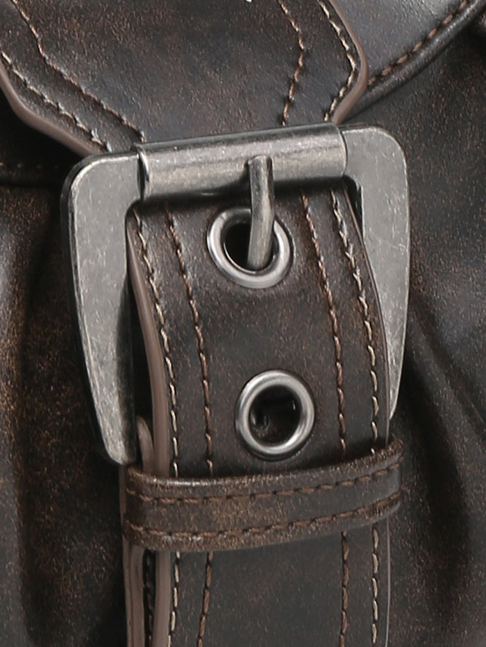 Agnes Faux Leather Hobo Bag with Buckle