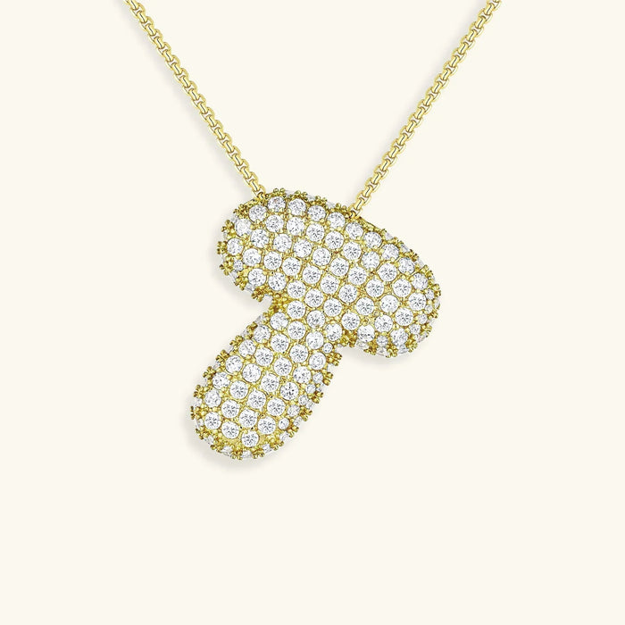 Initial Diamond Necklace with Bubble Design
