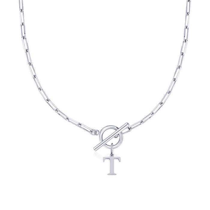 Emily Letter Initial Circle Lock Clasp Necklace