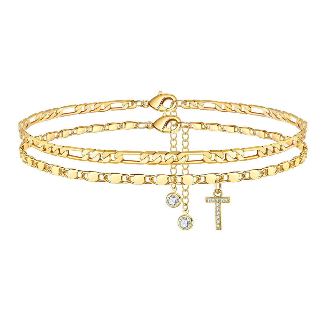 Molly Letter Initial 14k Diamond Anklet