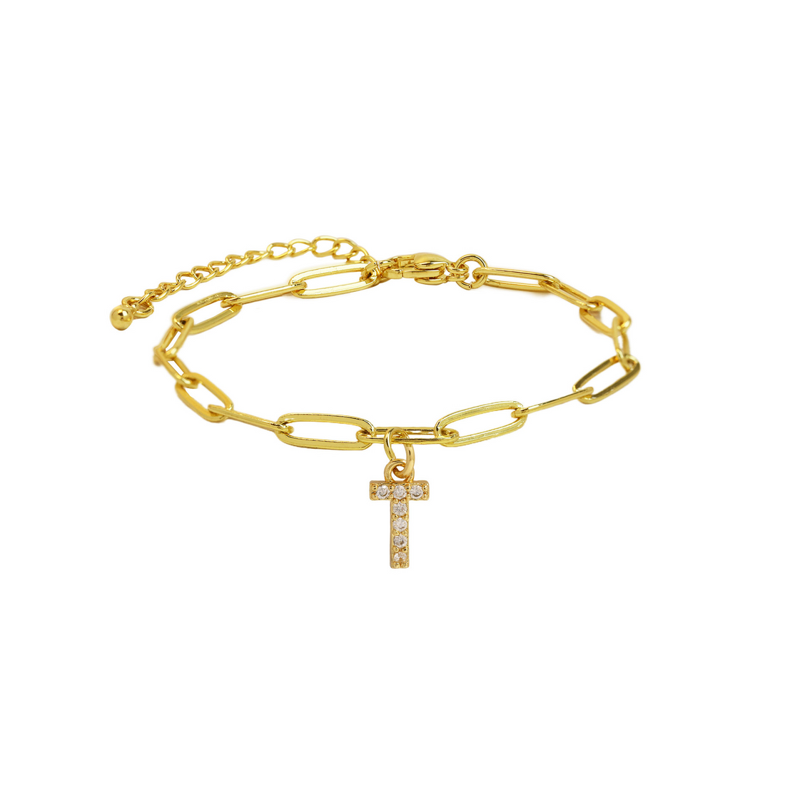 Natasha Paperclip Letter Initial Bracelet