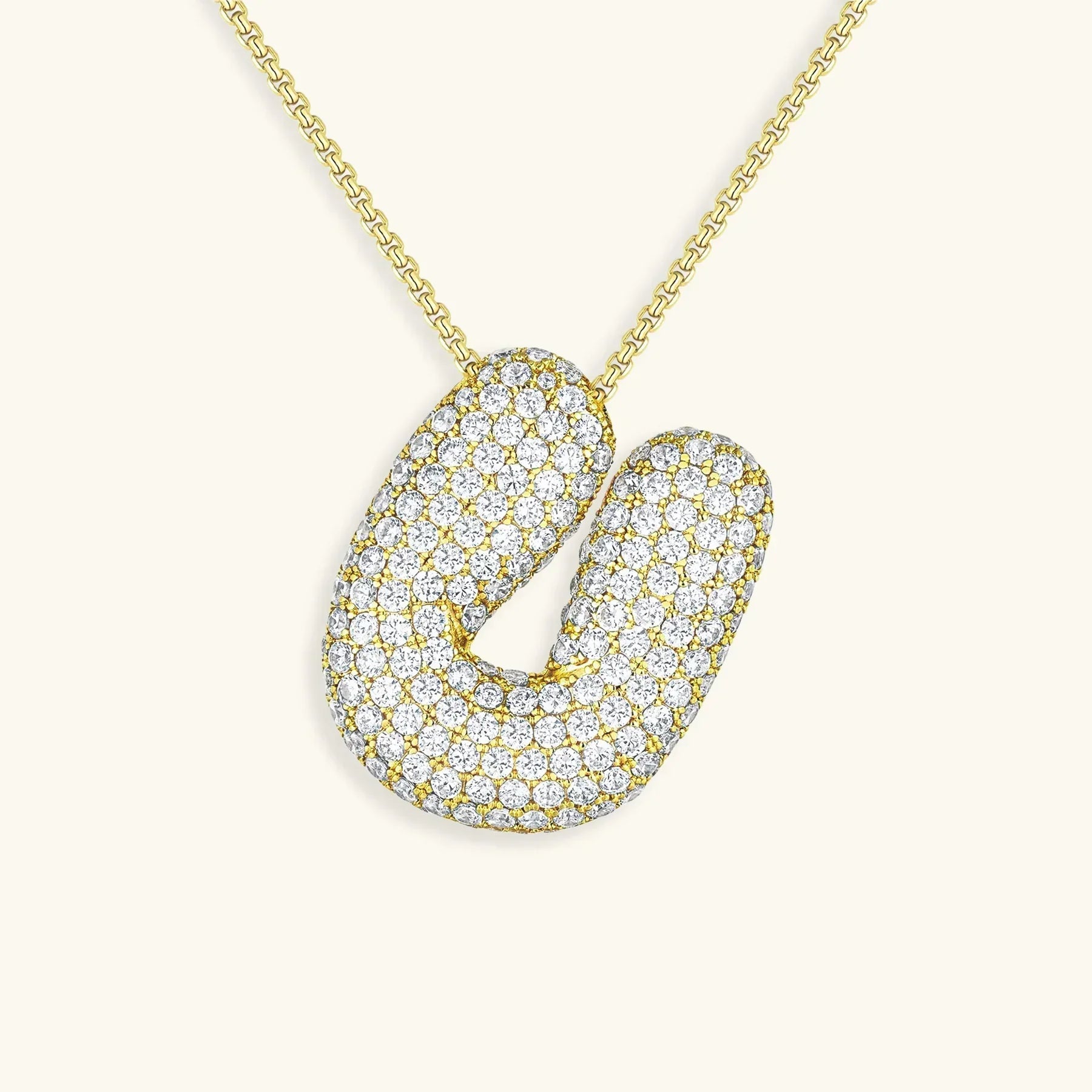 Initial Diamond Necklace with Bubble Design