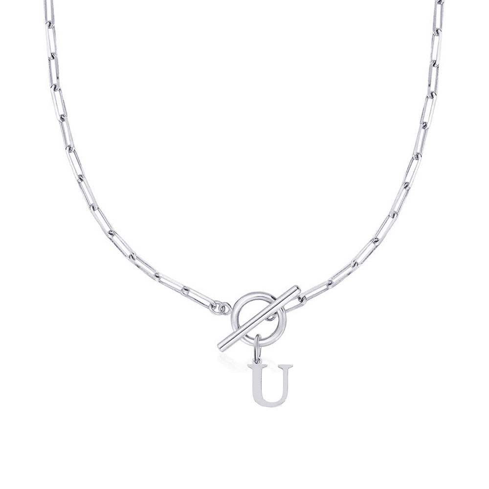 Emily Letter Initial Circle Lock Clasp Necklace