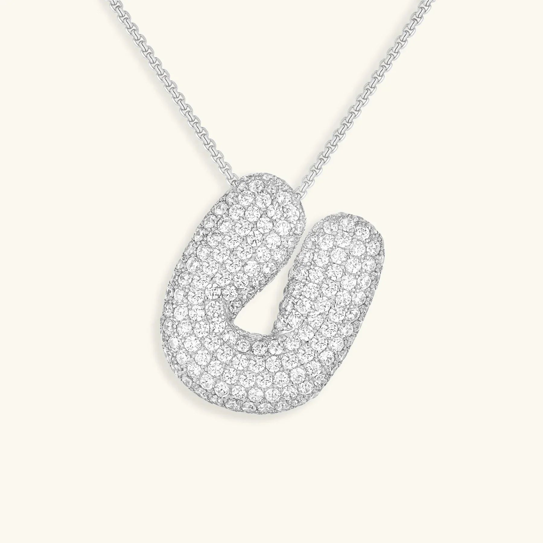 Initial Diamond Necklace with Bubble Design