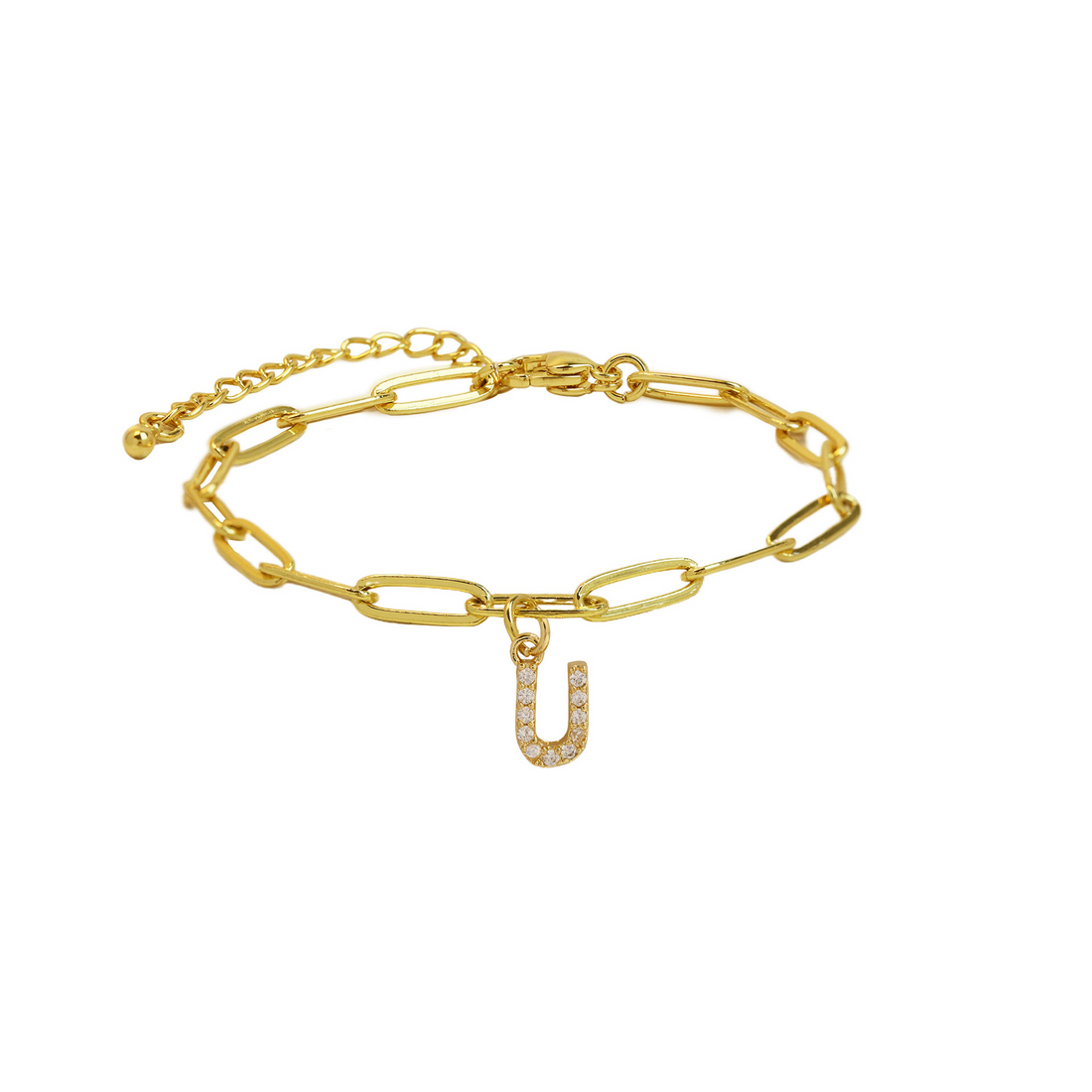 Natasha Paperclip Letter Initial Bracelet