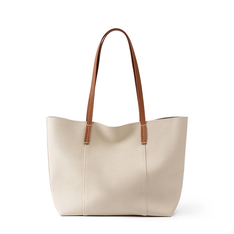 Jessica | Leather Tote Bag-Shoulder Bags-Urban Devyne-Beige-Urban Devyne