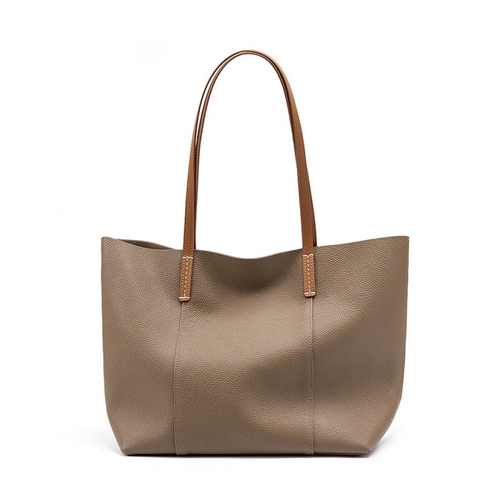 Jessica | Leather Tote Bag-Shoulder Bags-Urban Devyne-Dark Beige-Urban Devyne