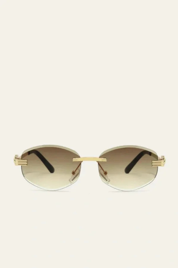 Aurea | Rimless Oval Sunglasses-Sunglasses-Urban Devyne-Brown-One Size-Urban Devyne