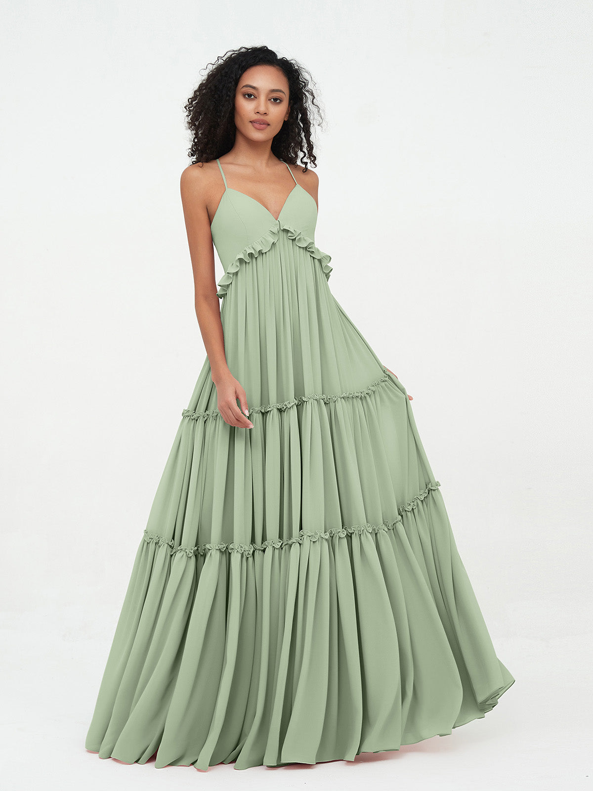 Meadow | Empire Chiffon Tiered Maxi Bohomian Dress-Dresses-Urban Devyne-UK 4-Urban Devyne