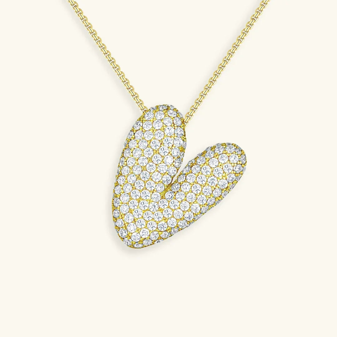 Initial Diamond Necklace with Bubble Design