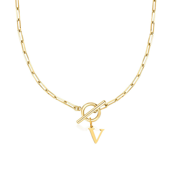Emily Letter Initial Circle Lock Clasp Necklace