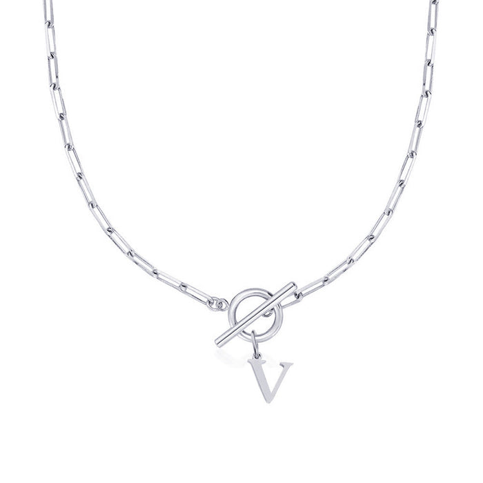 Emily Letter Initial Circle Lock Clasp Necklace