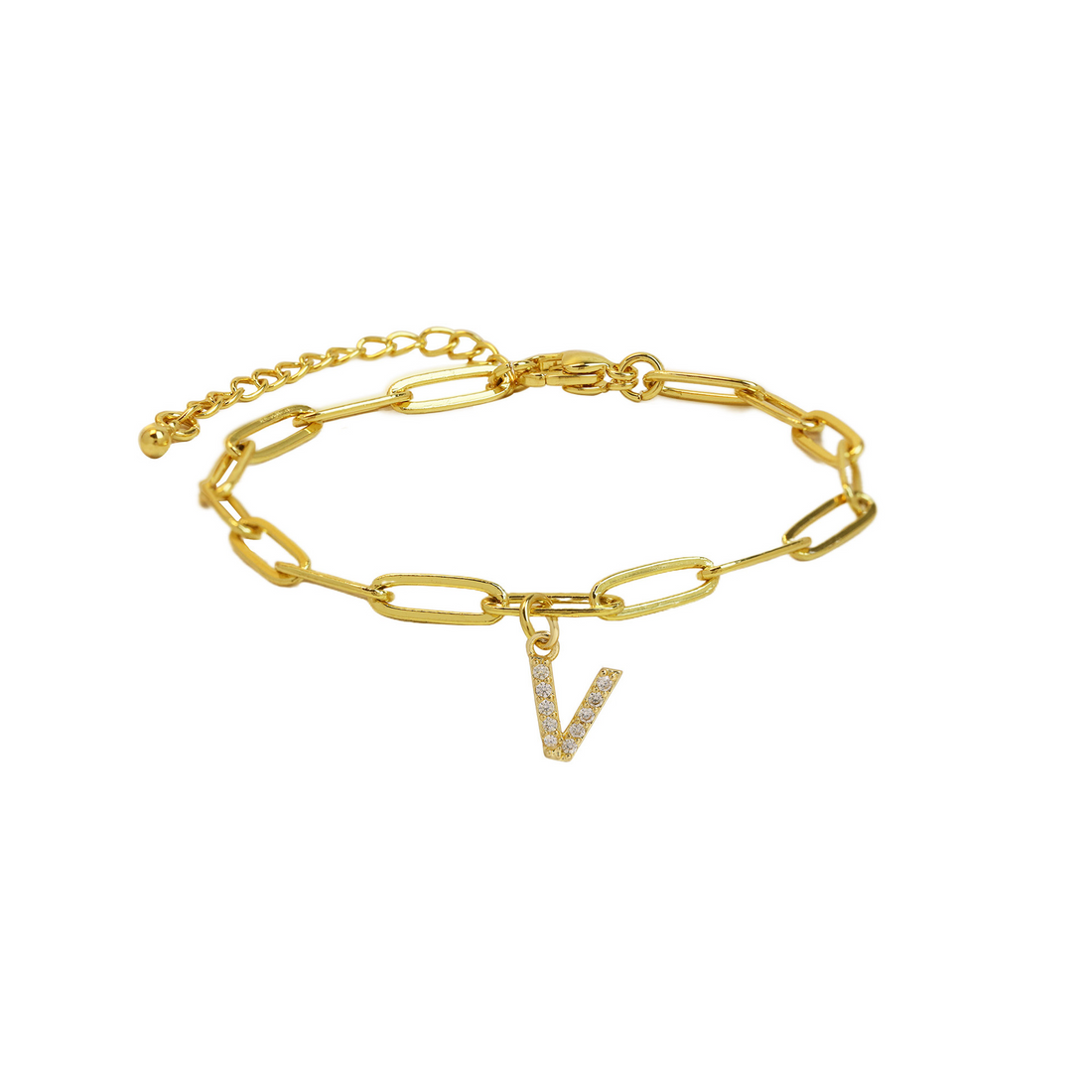 Natasha Paperclip Letter Initial Bracelet
