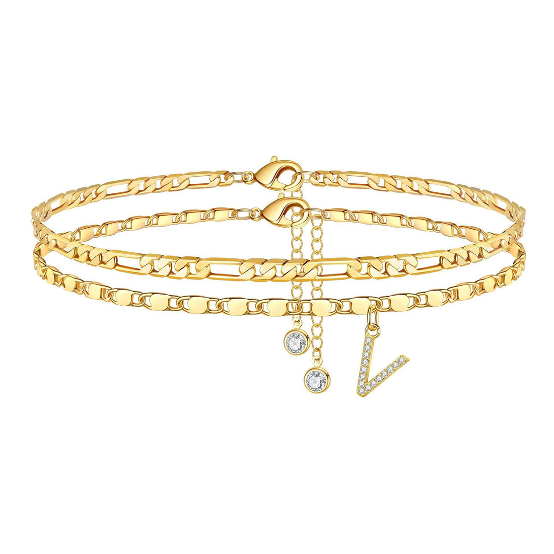 Molly Letter Initial 14k Diamond Anklet
