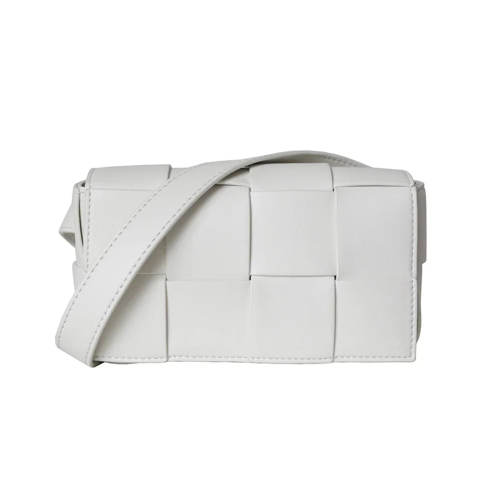 Angela | Calfskin Leather Squared Woven Crossbody Bag-Crossbody Bag-Urban Devyne-White-Urban Devyne
