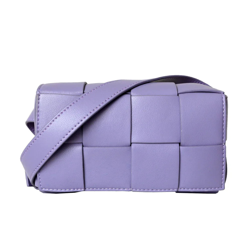 Angela | Calfskin Leather Squared Woven Crossbody Bag-Crossbody Bag-Urban Devyne-Purple-Urban Devyne