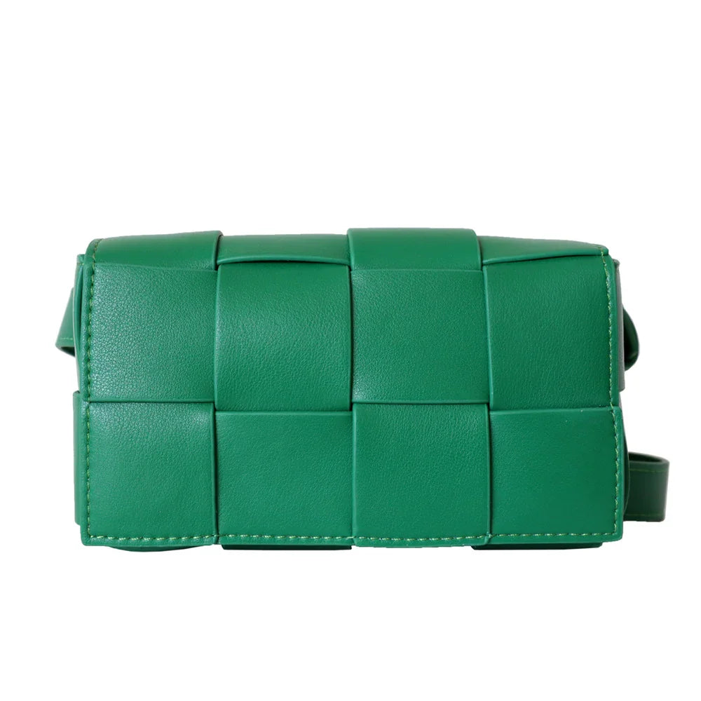 Angela | Calfskin Leather Squared Woven Crossbody Bag-Crossbody Bag-Urban Devyne-Green-Urban Devyne