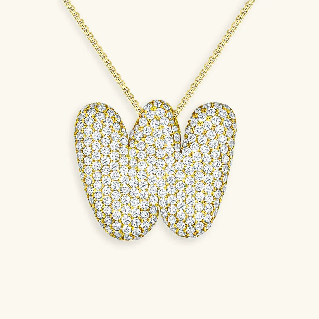 Initial Diamond Necklace with Bubble Design