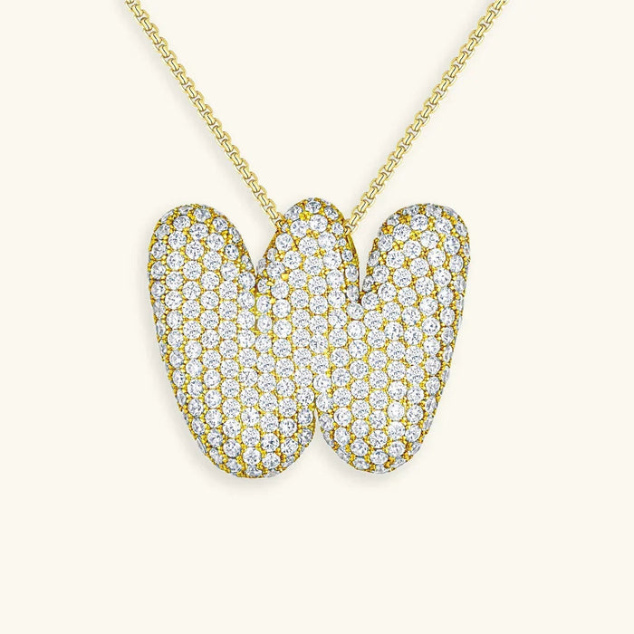 Initial Diamond Necklace with Bubble Design