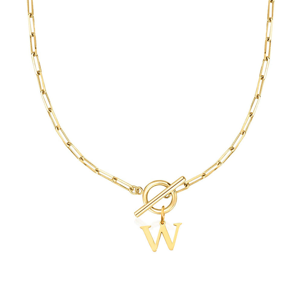 Emily Letter Initial Circle Lock Clasp Necklace