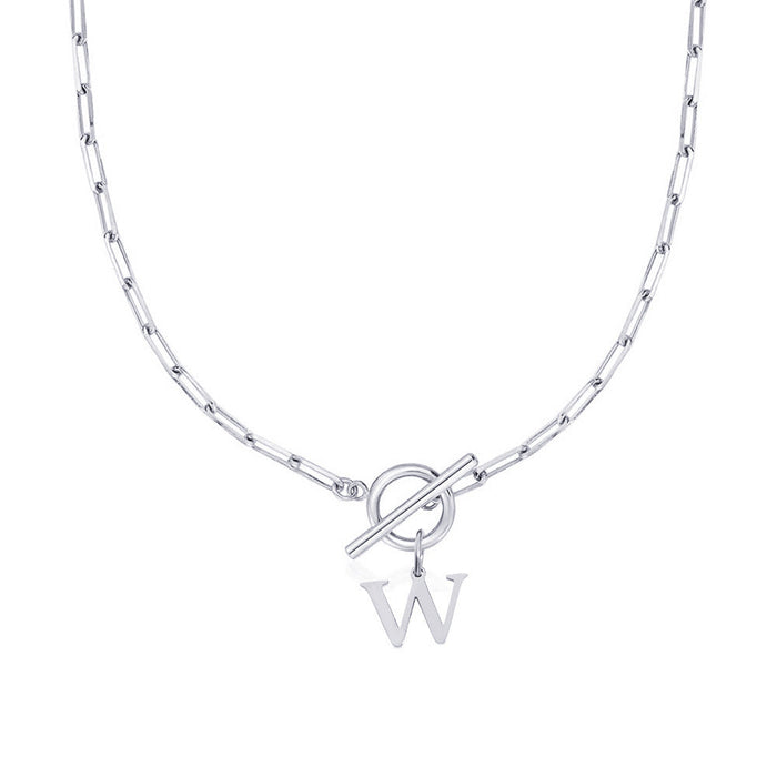 Emily Letter Initial Circle Lock Clasp Necklace