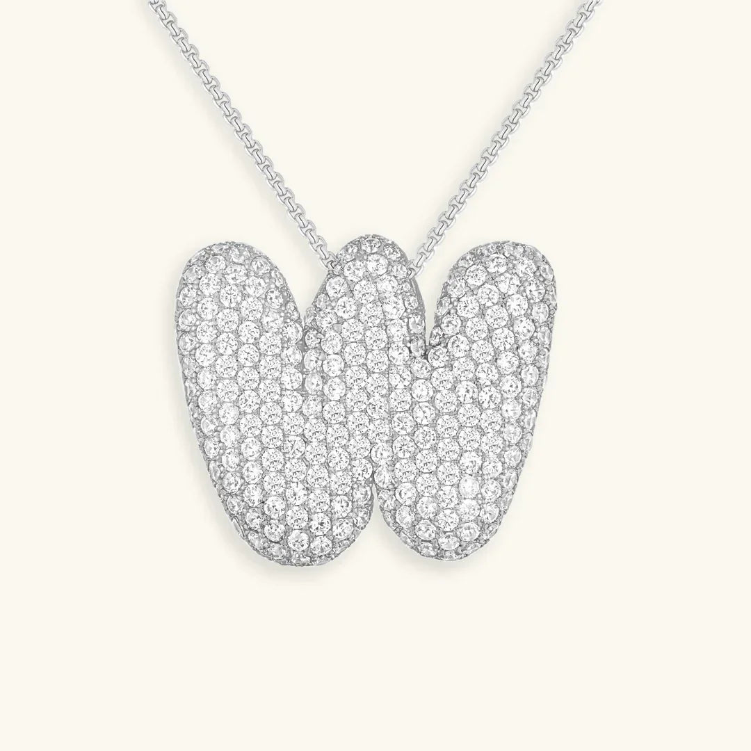 Initial Diamond Necklace with Bubble Design